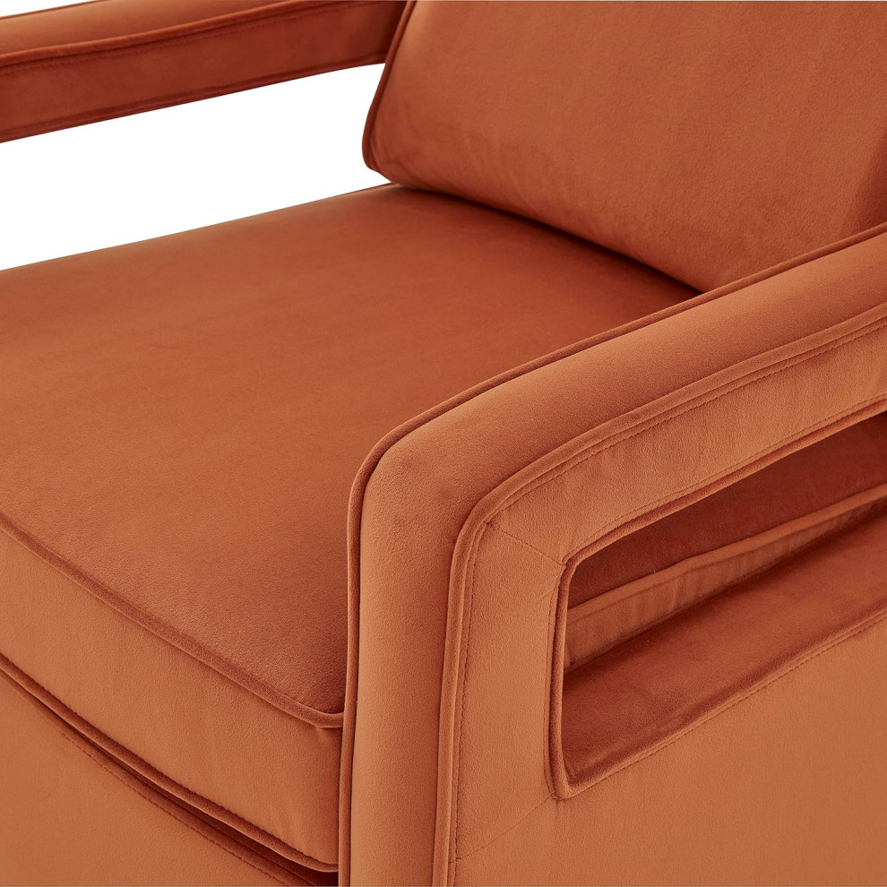 Modern Accent Chair  Cushioned Velvet Seat With Open Armrests  Burnt Orange   Modern   Armchairs And Accent Chairs   by Decor Love  Houzz