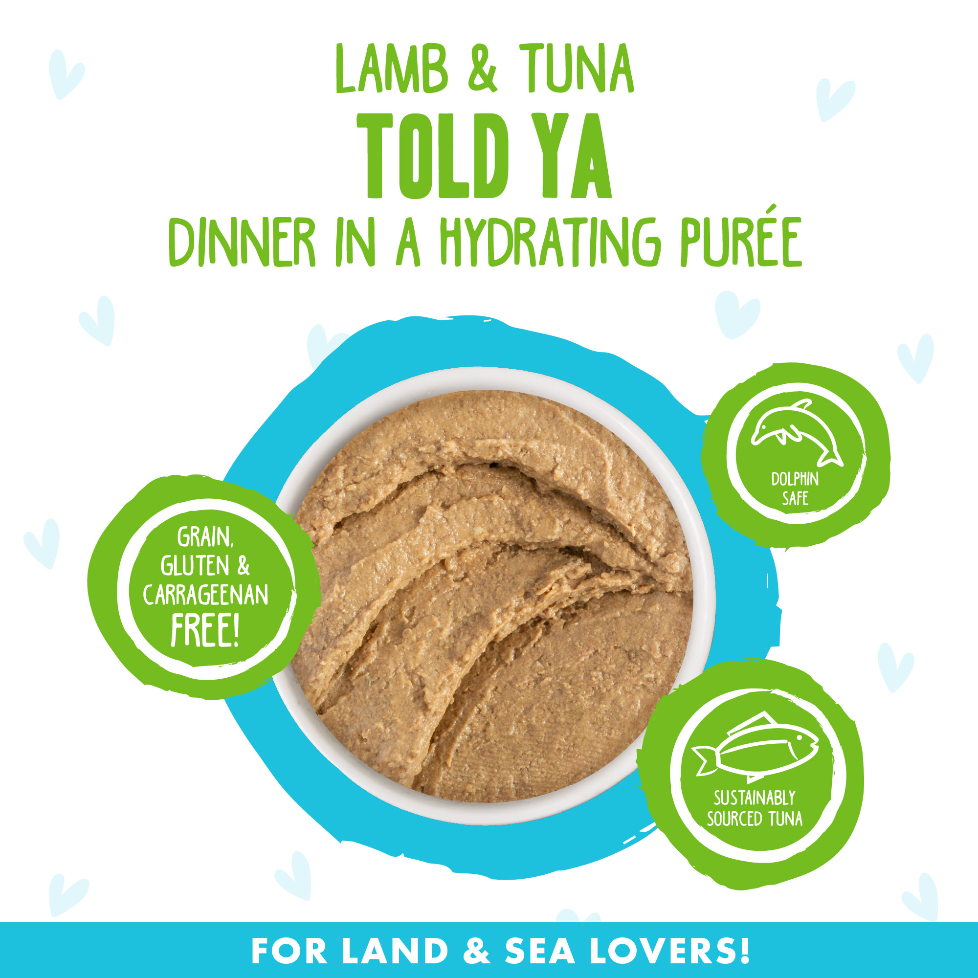 B.F.F. P.L.A.Y. Told Ya Lamb  Tuna Dinner in a Hydrating Puree Wet Cat Food， 2.8 oz.， Case of 12