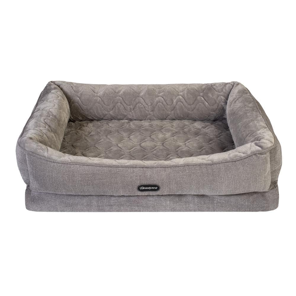 Beautyrest Medium Gray Ultra-Plush Quilted Dog Bed EC-BR-HWCU-GRA-M-1