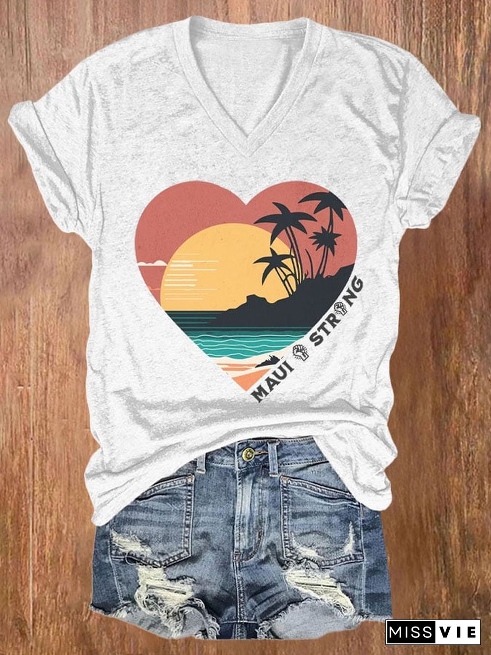 Hawaii Wildfire Event Women's Casual Print T-Shirt