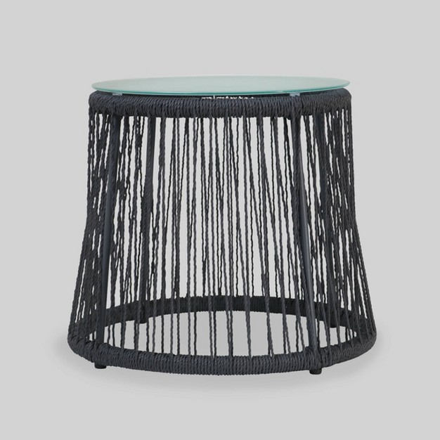 Southport Steel And Rope Side Table Dark Gray Christopher Knight Home