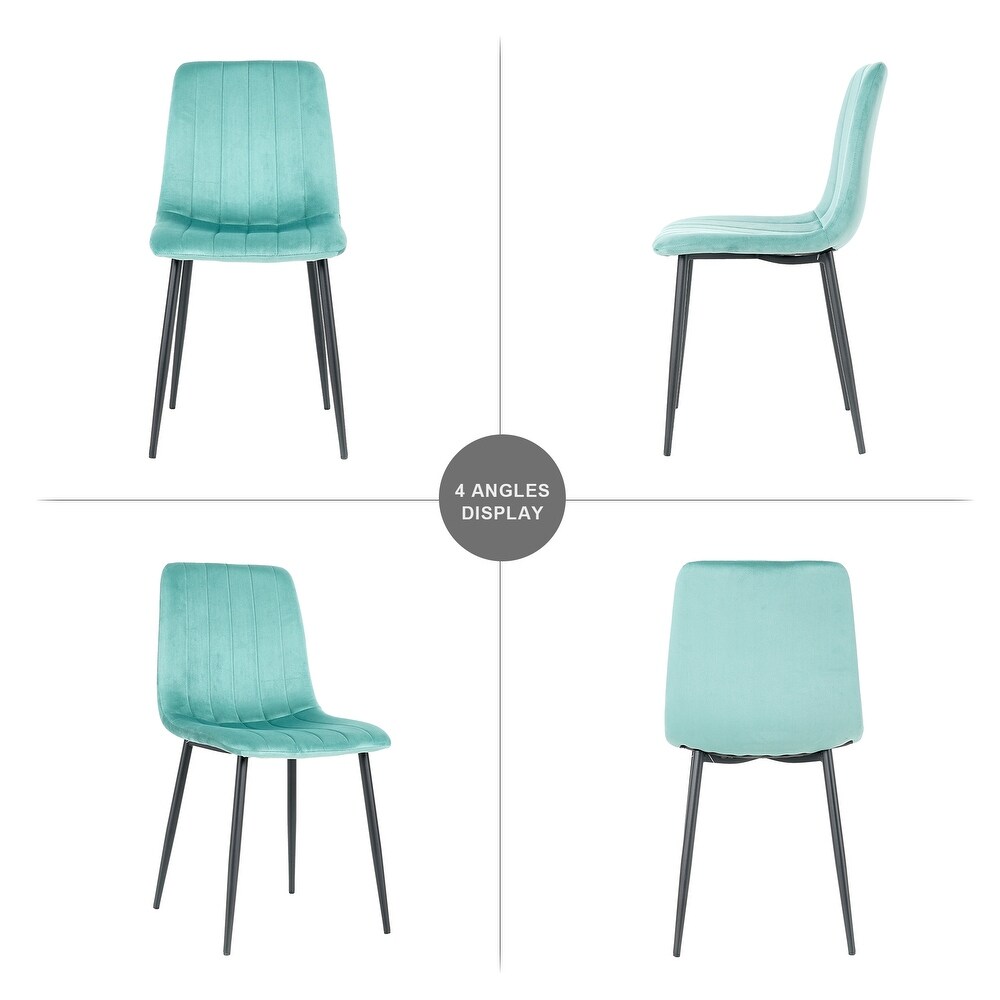 Set of 4 Upholstered Velvet Modern Dining Chair with Metal Legs