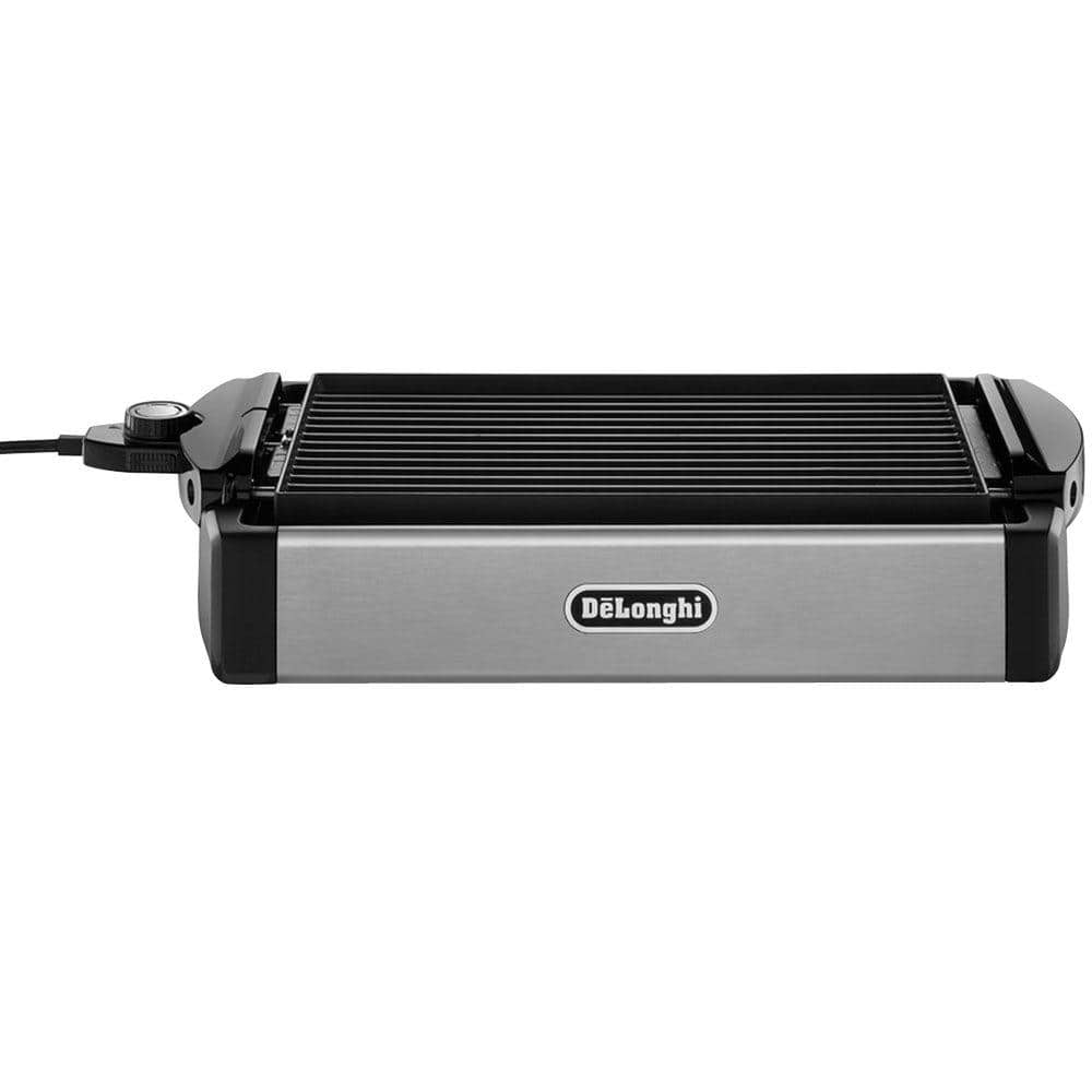 DeLonghi 2-in-1 Reversible 140 sq. in. Stainless Steel Indoor Grill with Non-Stick Surface BGR50