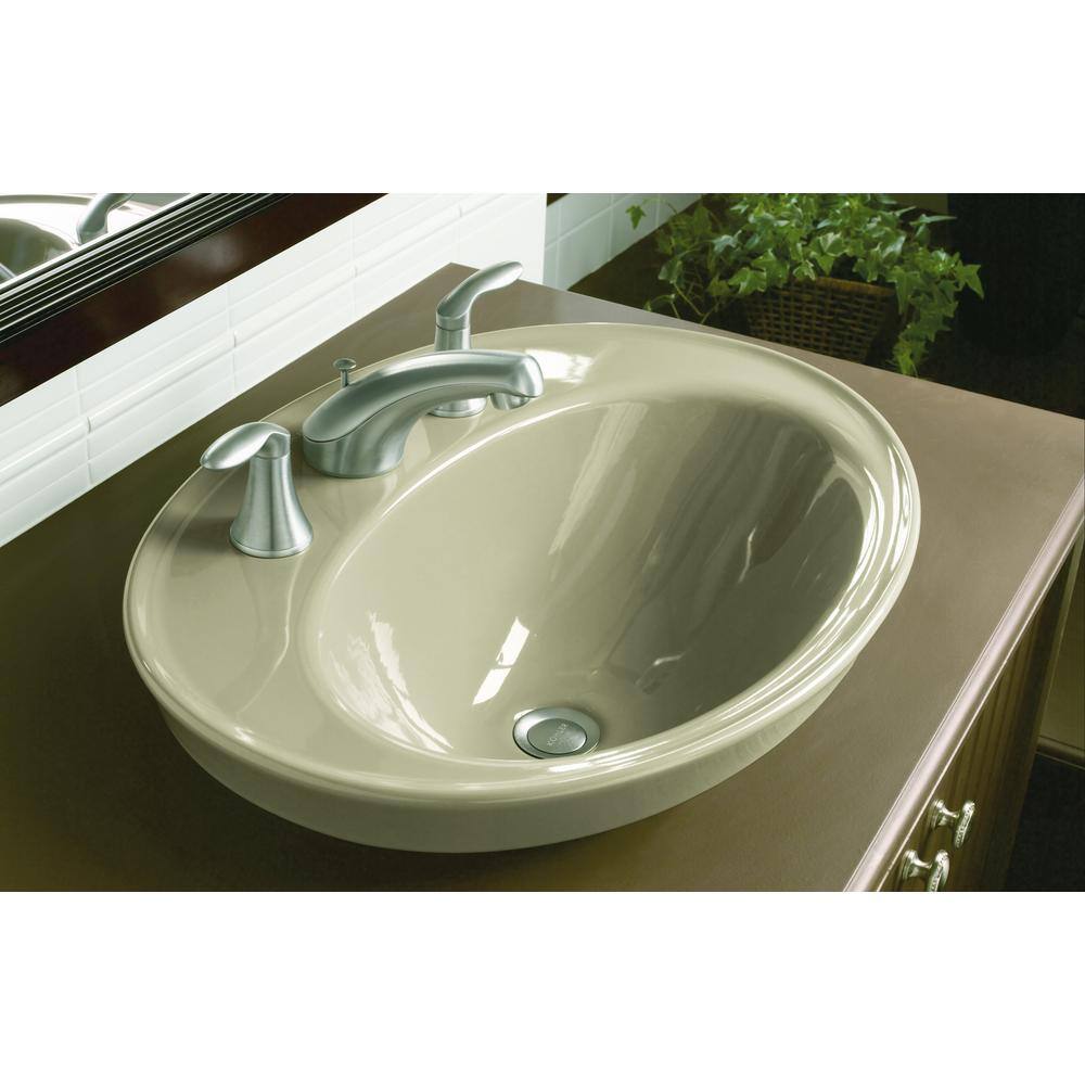 KOHLER Serif Ceramic Drop-In Bathroom Sink in White with Overflow Drain K-2075-8-0