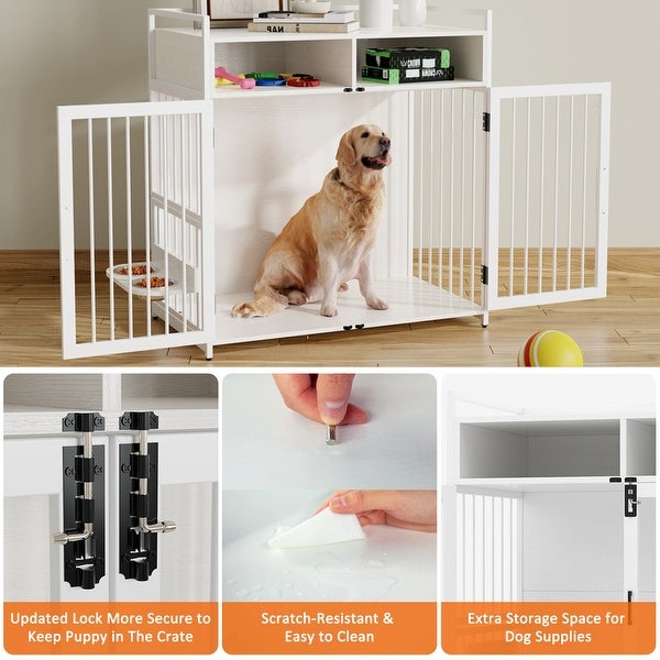 Dog Crate with Storage Shelves End Table Indoor Kennel Furniture