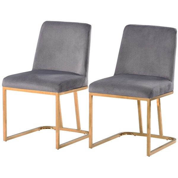 Modern Minimalist Gold Metal Base Upholstered Armless Velvet Dining Chairs Set of 4