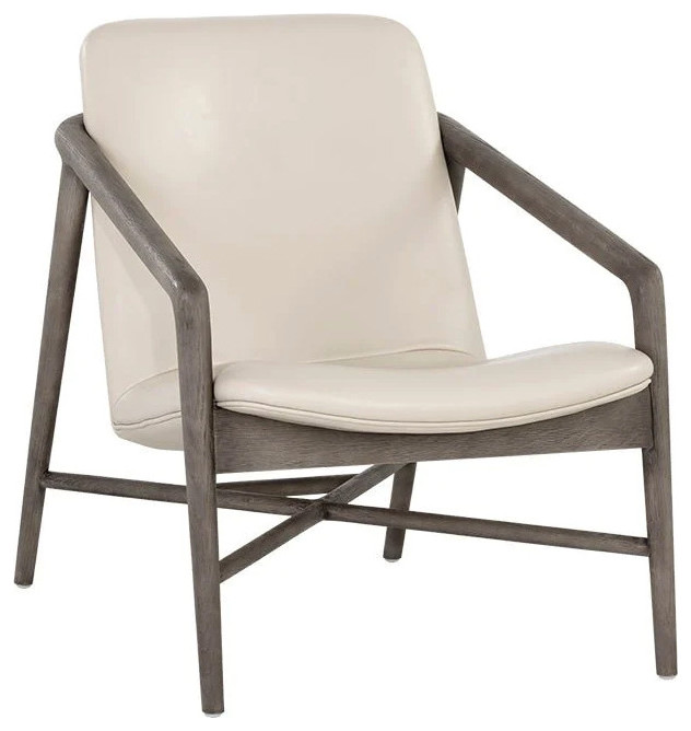 Qunsia Lounge Chair  Ash Gray  Astoria Cream Leather   Contemporary   Indoor Chaise Lounge Chairs   by Virgil Stanis Design  Houzz