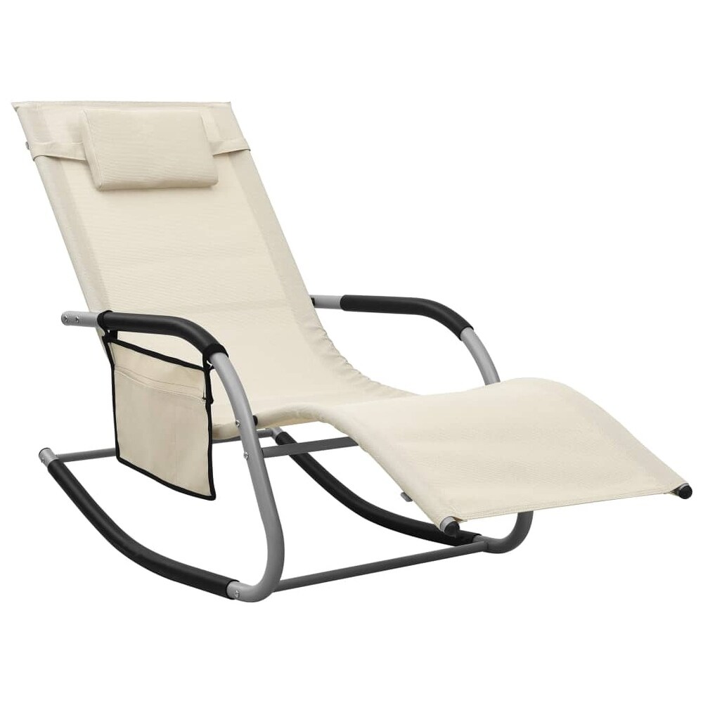 vidaXL Sun Loungers 2 pcs Textilene Cream and Gray