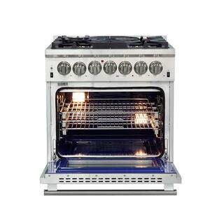 Forno Capriasca 30 in. 4.32 cu. ft. Gas Range with 5 Gas Burners and Electric 240-Volt Oven in Stainless Steel FFSGS6187-30