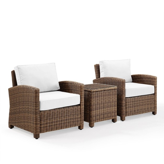 Bradenton 3pc Outdoor Wicker Seating Set With Side Table amp 2 Arm Chairs Crosley