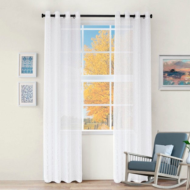 Geometric Trellis Sheer Grommet Curtain Panel Set By Blue Nile Mills