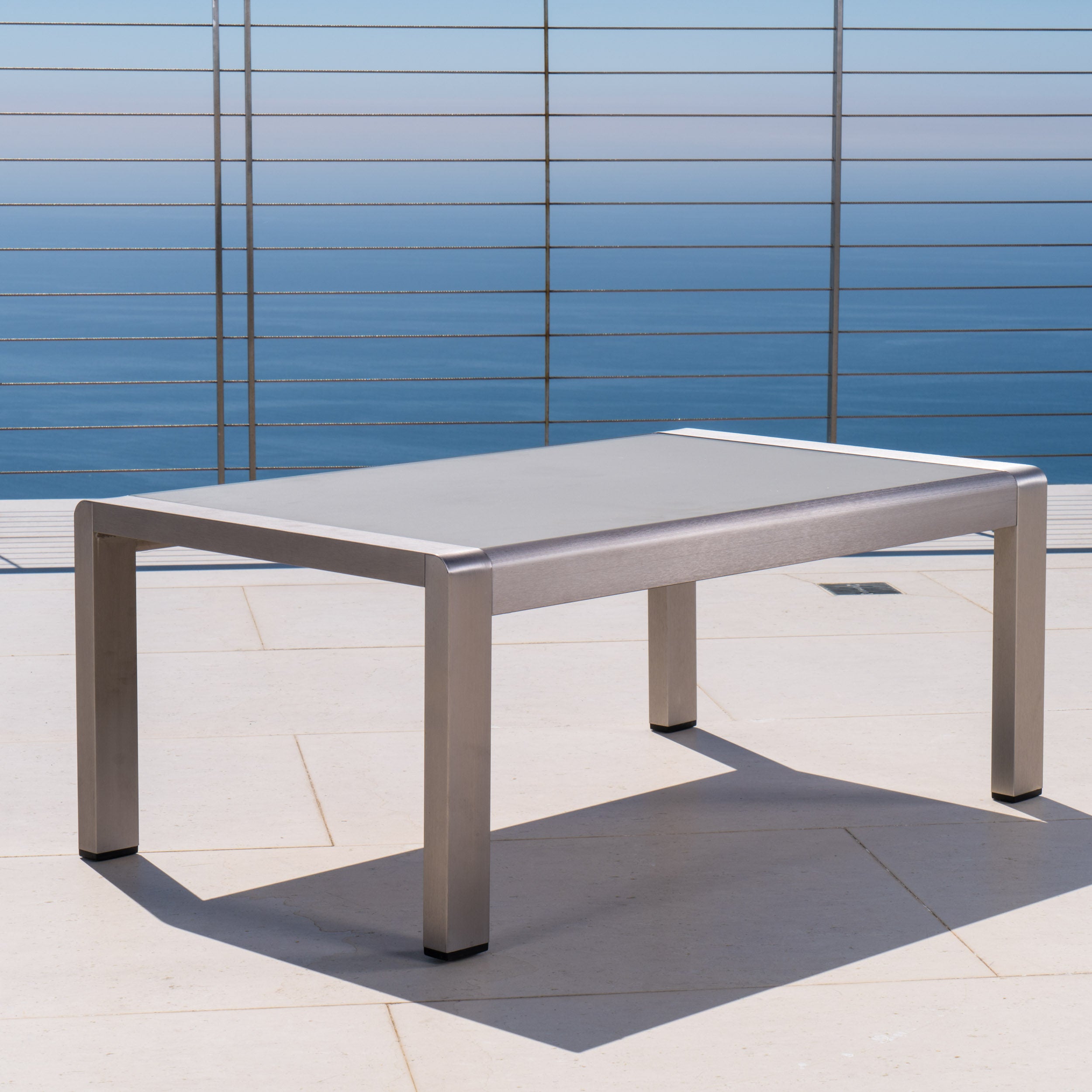 Coral Bay Outdoor Aluminum Coffee Table with Glass Top