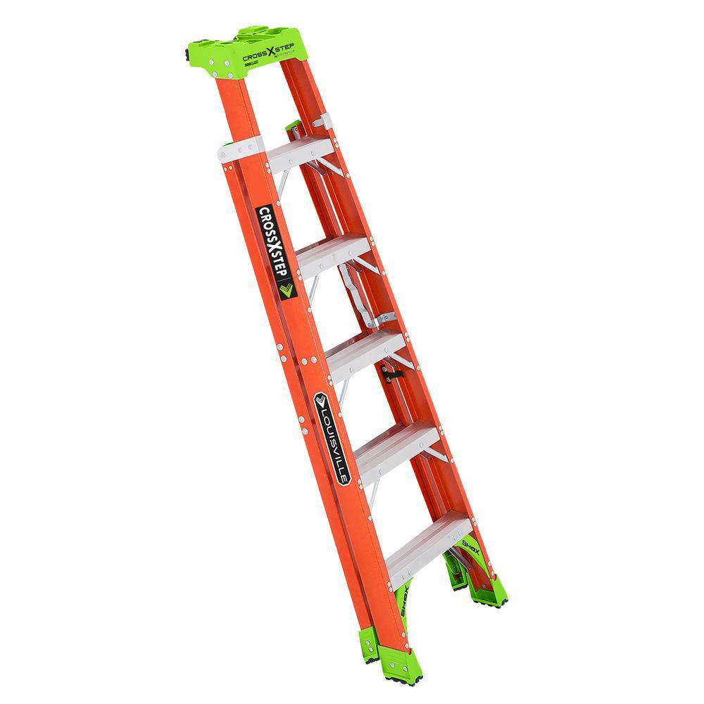 Louisville Ladder Cross Step 6 ft. Fiberglass Leaning Step Ladder (10 ft. Reach) 300 lbs. Load Capacity Type IA Duty Rating L-3080-06