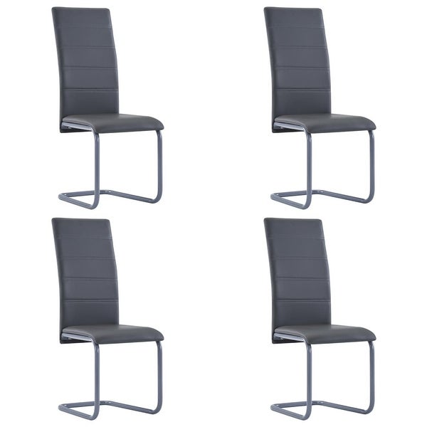 Cantilever Dining Chairs 4 pcs Gray Faux Leather