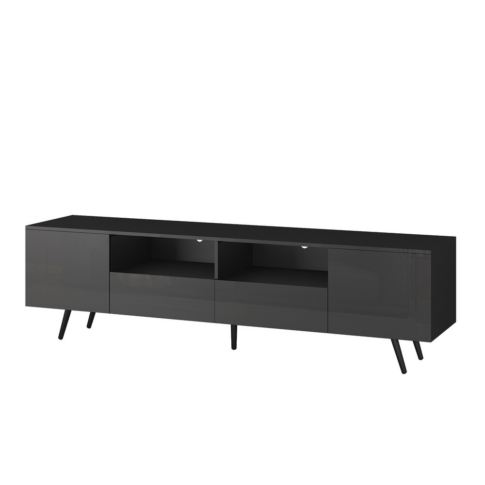 16 Colors LED TV Stand for 65 Inch TV  Wood Entertainment Center Console Table with Open Shelves   2 Drawers for Living Room