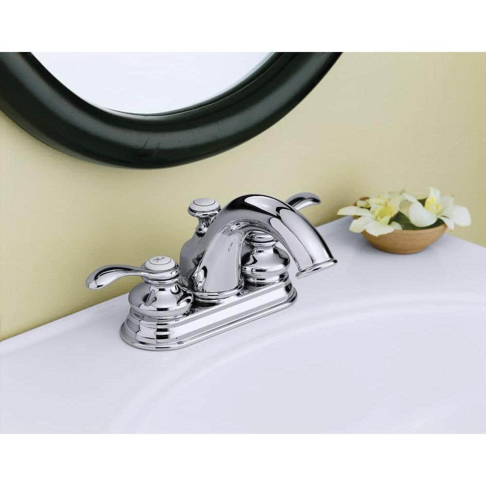 KOHLER Fairfax 4 in Centerset 2Handle WaterSaving Bathroom Faucet in Polished Chrome with Lever Handles