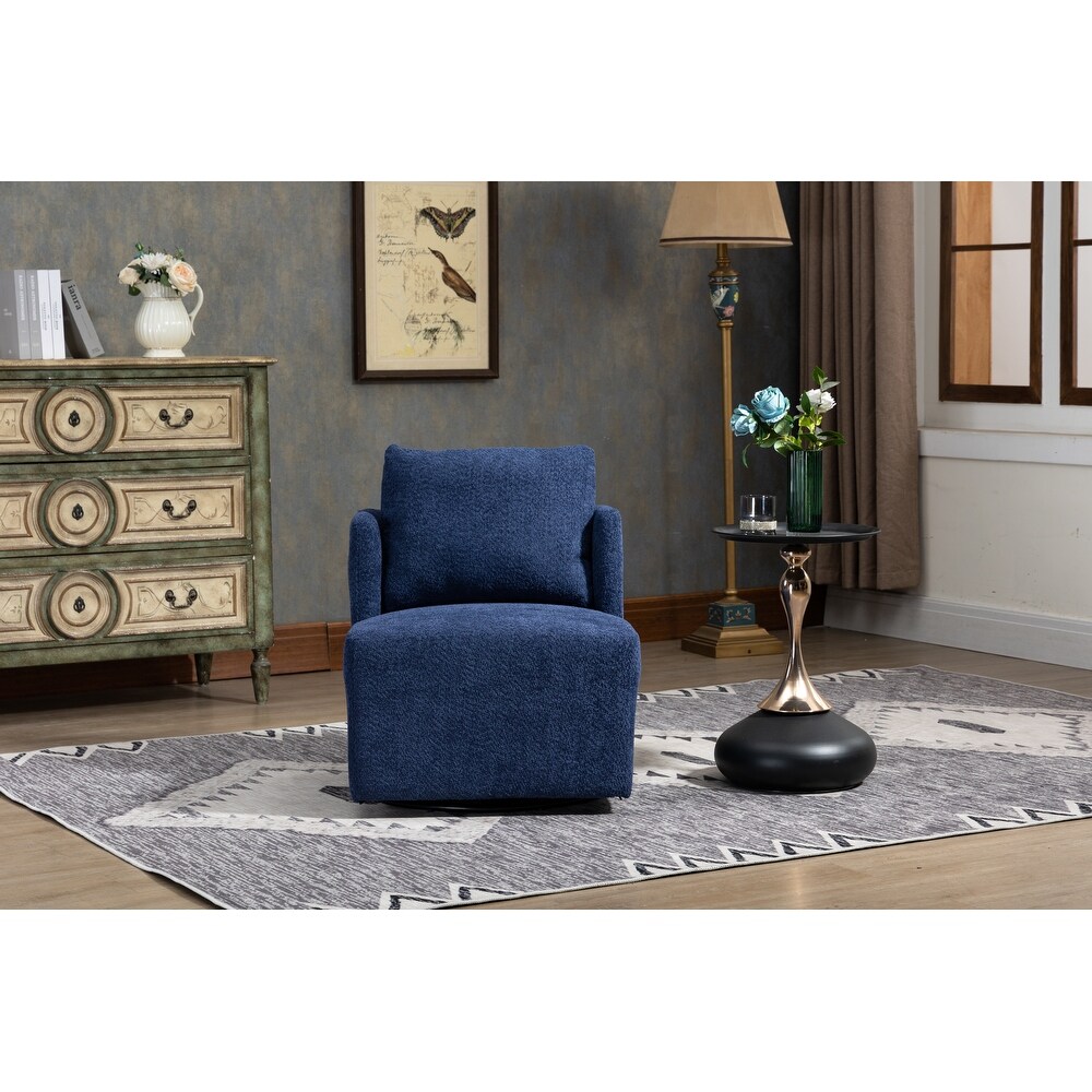 Chenille Upholstered 360 Degree Swivel Barrel Chair For Living Room Bedroom