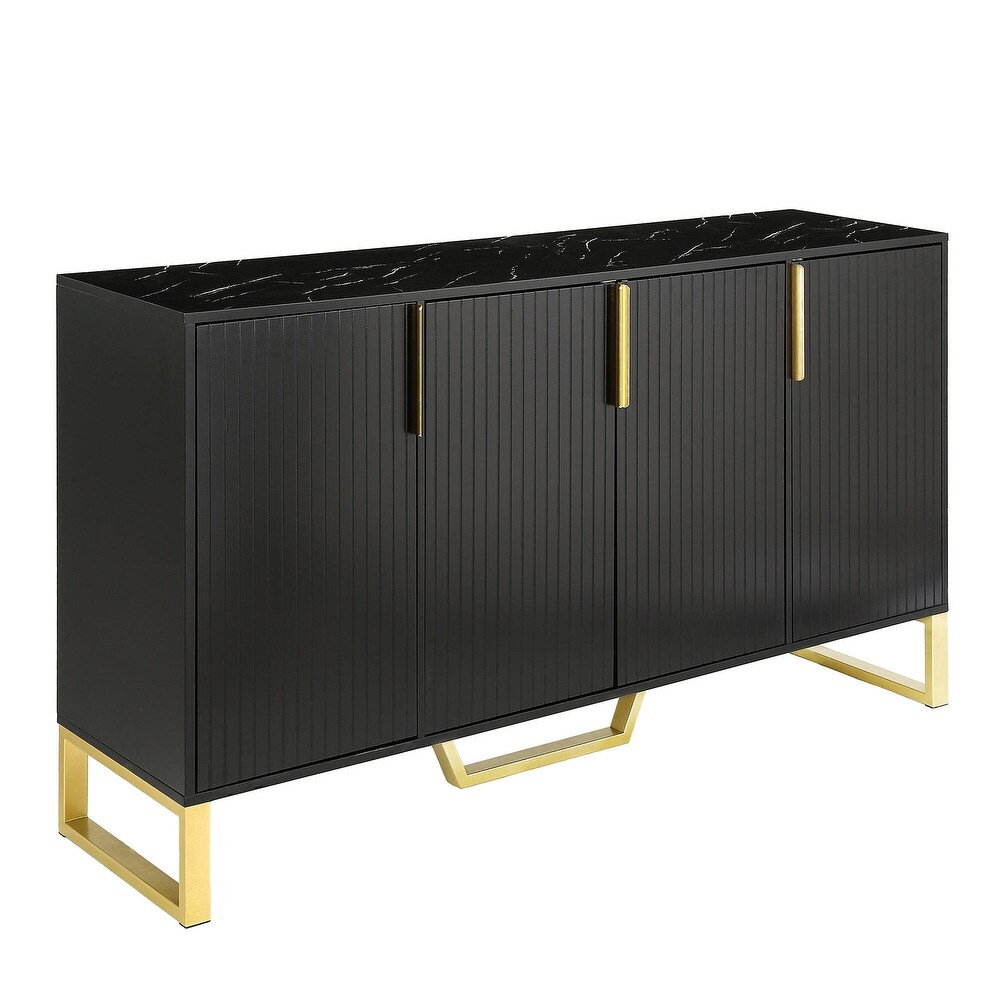 Modern sideboard with Four Doors  Metal handles   Legs and Adjustable Shelves Kitchen Cabinet