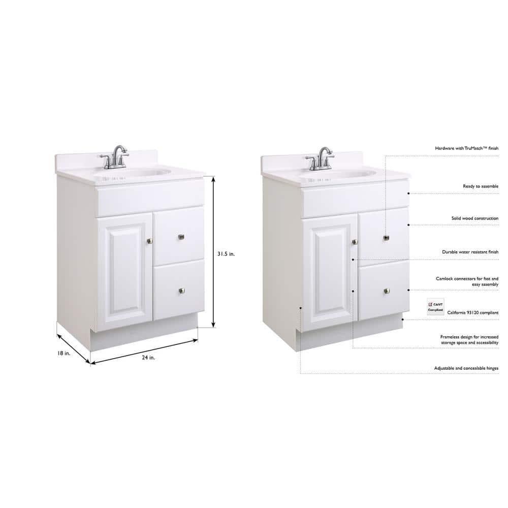 Design House Wyndham 24 in W x 18 in D Unassembled Bath Vanity Cabinet Only in White SemiGloss