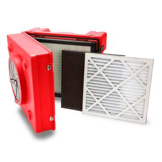 B-Air 13 HP 2.5 Amp HEPA Air Scrubber Purifier for Water Damage Restoration Negative Air Machine in Red BA-RA-650-RD