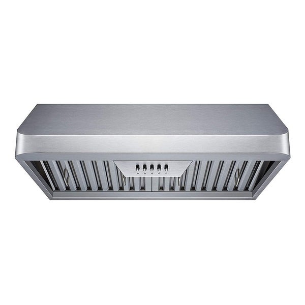 Winflo 30 in. Ductecd Stainless Steel Under Cabinet Range Hood with Baffle Filters， LED lights and 3 Speed Push Buttons