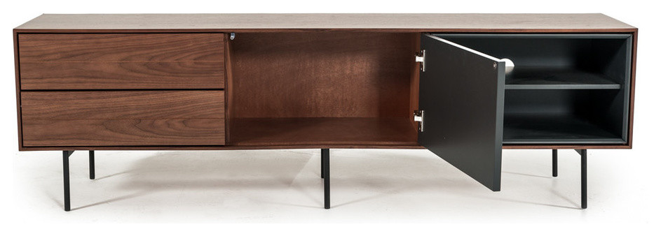 Modrest Kenny Walnut and Gray TV Stand   Midcentury   Entertainment Centers And Tv Stands   by Vig Furniture Inc.  Houzz