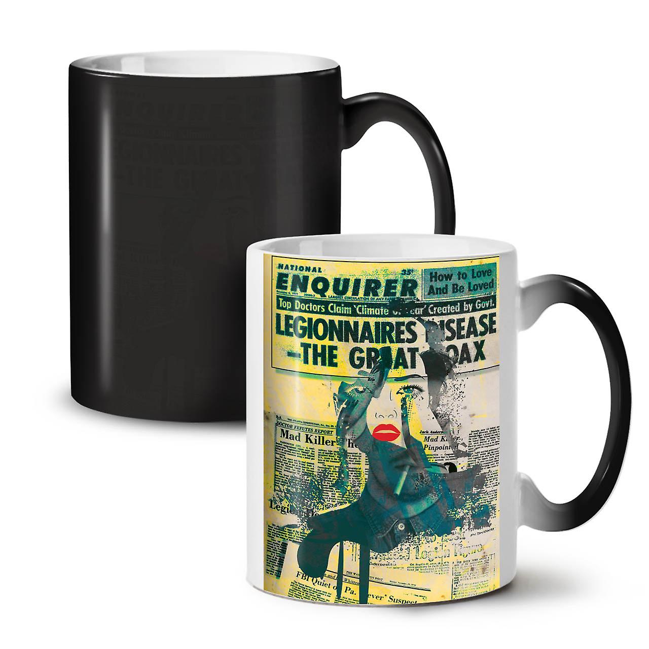 Newspaper Retro Vintage NEW Black Colour Changing Tea Coffee Ceramic Mug 11 oz | Wellcoda