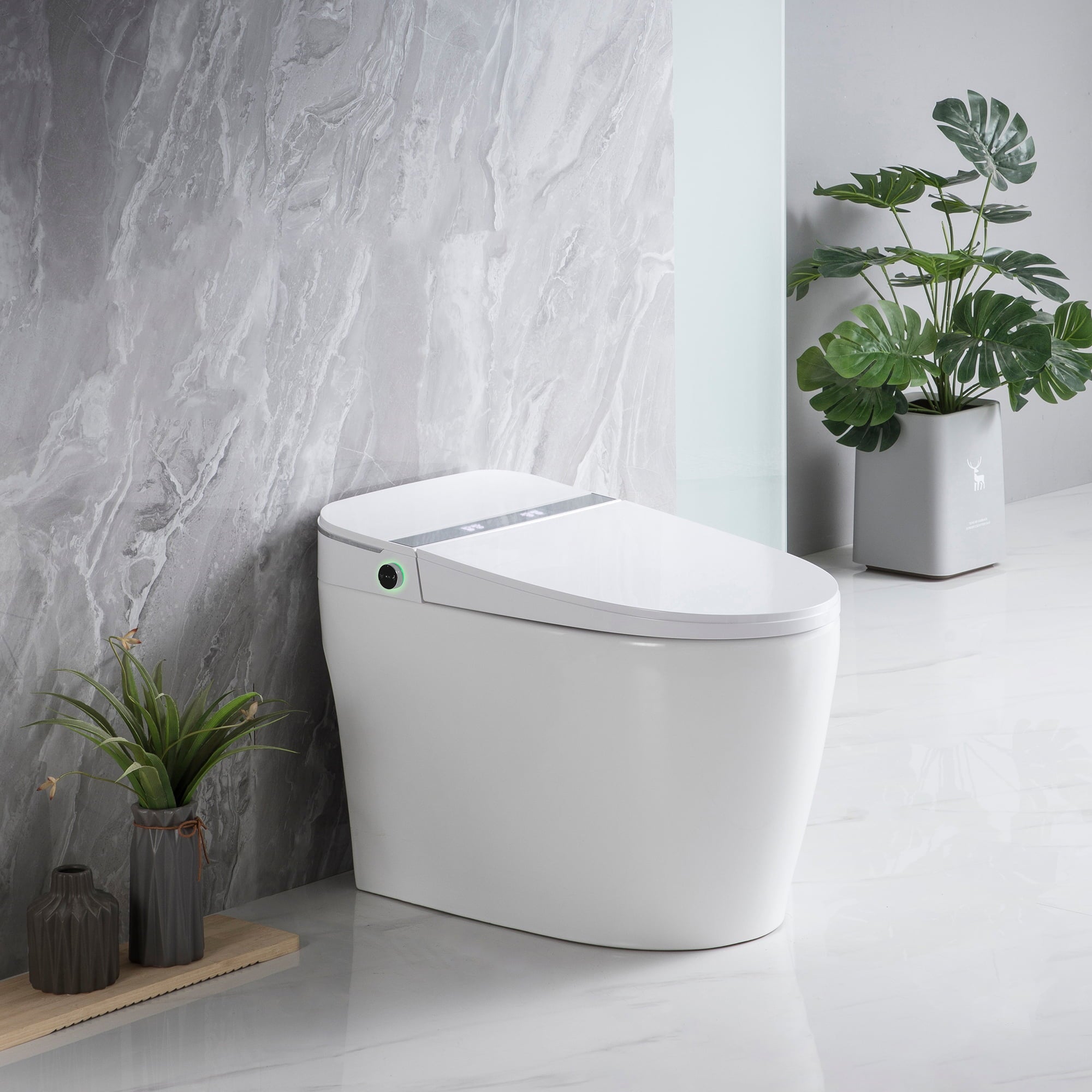 Ukeep 2023 Smart Bidet Toilet, One Piece Toilet with Auto Open/Close Lid, Auto Dual Flush, Heated Seat, UV LED Sterilization, Warm Water and Dry