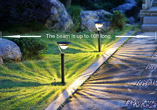 twinkle star 50 lumens 42x brighter solar path lights solar garden lightssolar landscape lights outdoor for lawn patio yard driveway， matte black， 4 pack