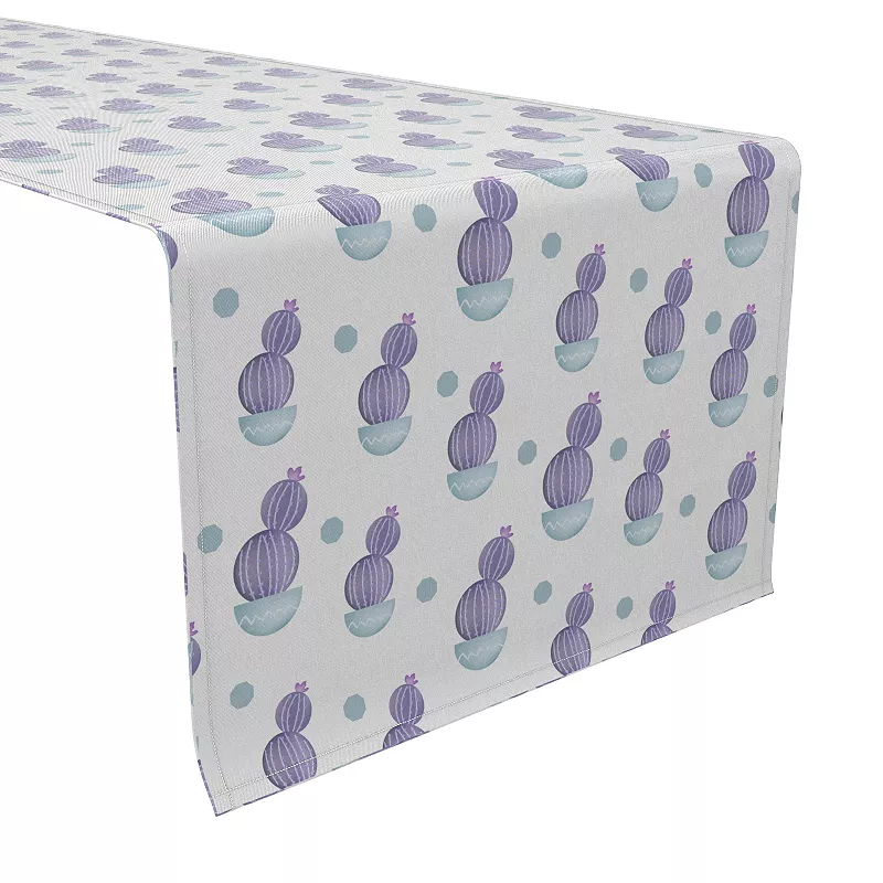 Table Runner， 100% Cotton， 16x108， Purple Cactus Plants