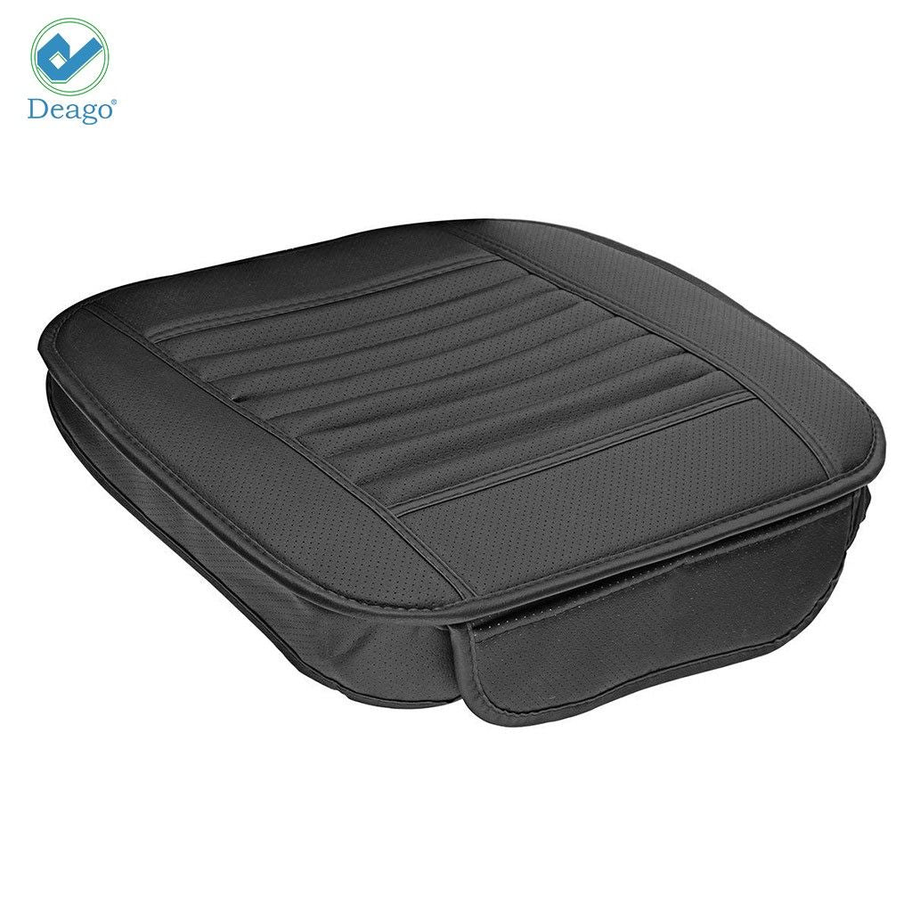 Deago Edge Wrapping 1pc Car Front Seat Cushion Cover Pad Mat for Auto Supplies Office Chair with PU Leather (Black)