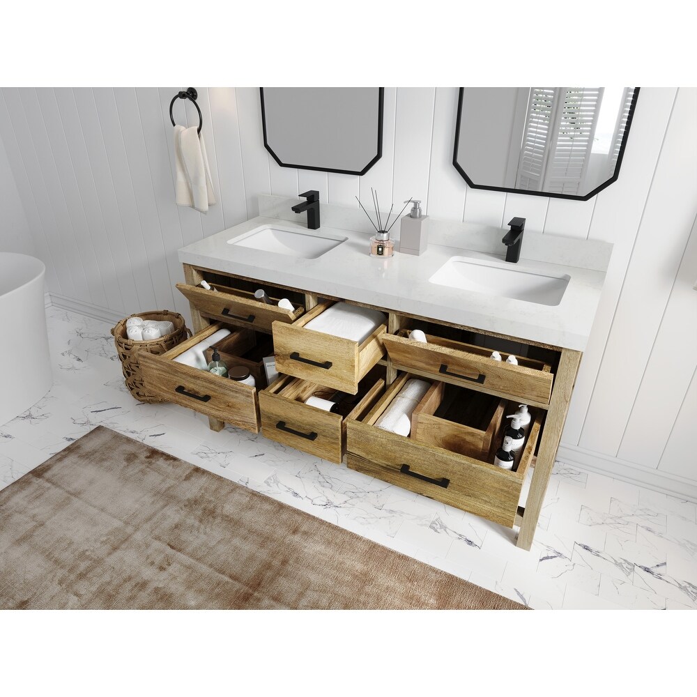 Willow Collections 60 in. W x 22 in. D Parker Mango Double Sink Bathroom Vanity with Countertop