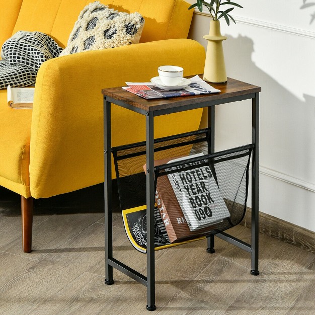 Costway 2pcs Narrow End Table With Holder Sling Industrial Accent Console Table