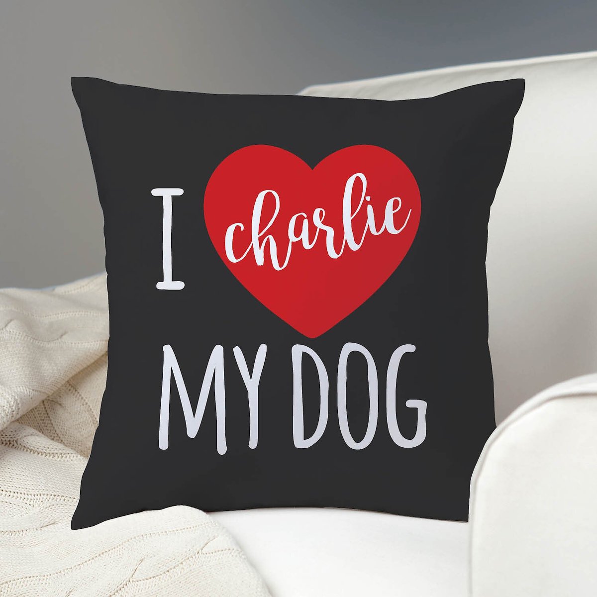 Custom Personalization Solutions I Love My Dog Personalized Throw Pillow