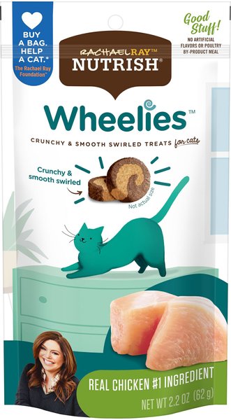 Rachael Ray Nutrish Wheelies Real Chicken Crunchy and Smooth Swirled Cat Treats