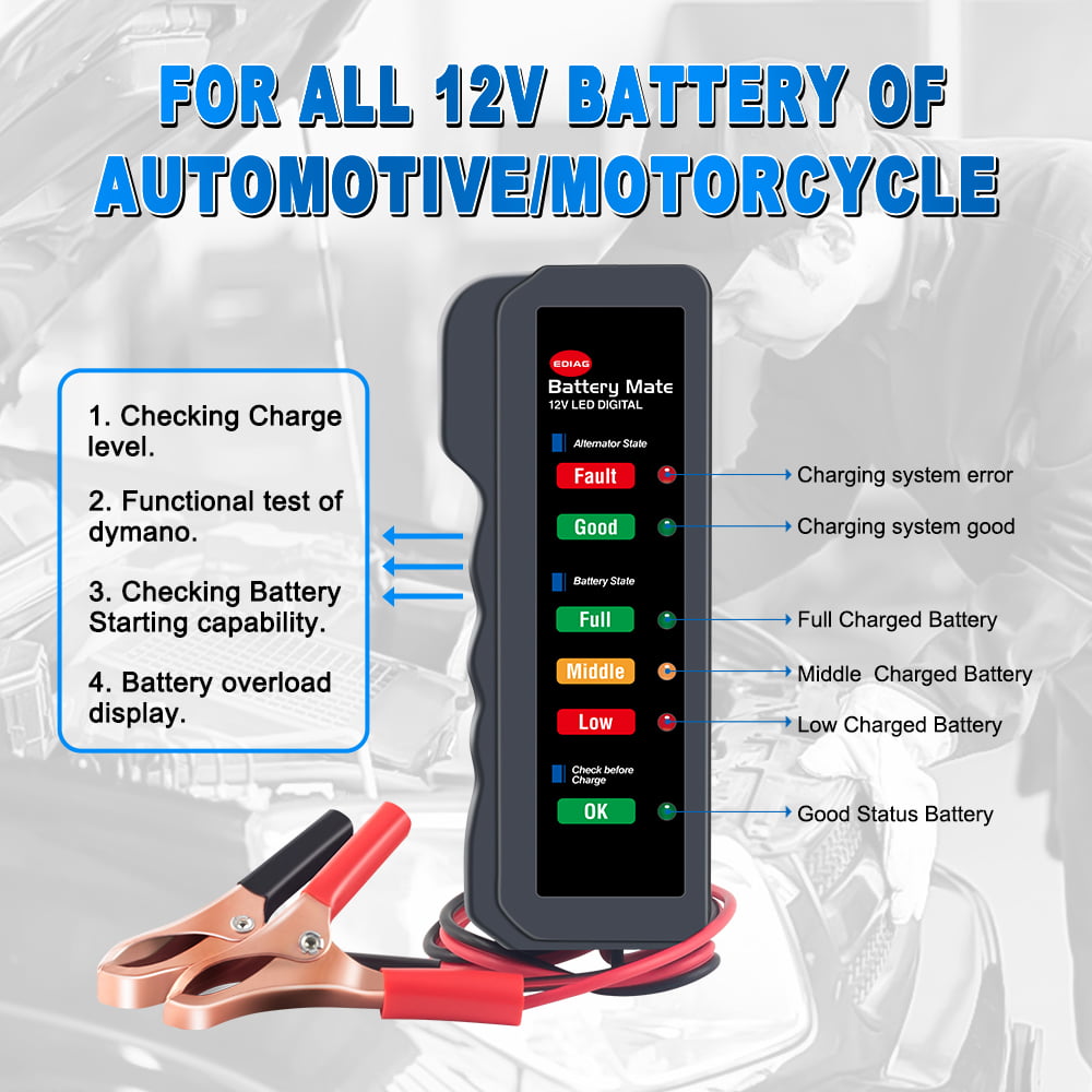 12V Car Digital Alternator Battery Tester