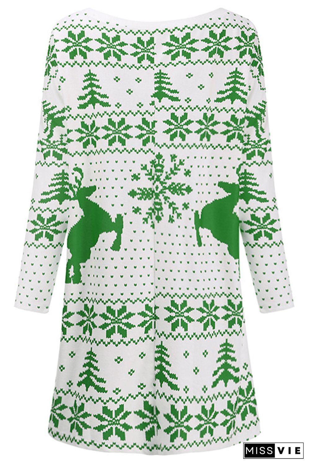 Christmas Print Long Sleeve Dress Women Wholesale