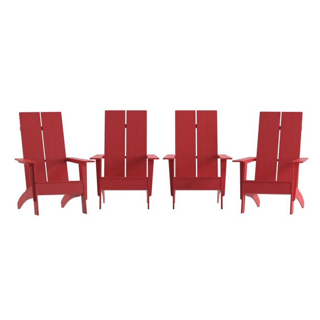 Flash Furniture Set Of 4 Sawyer Modern All weather Poly Resin Wood Adirondack Chairs