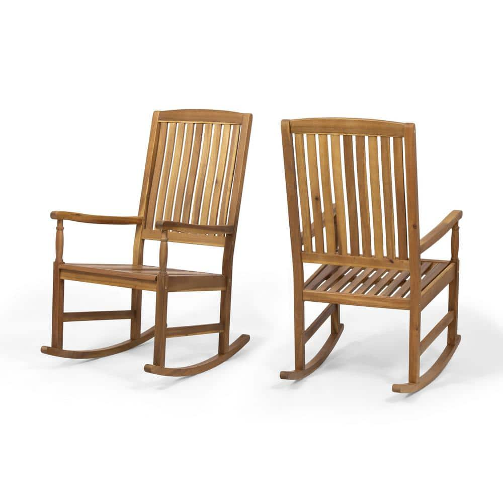 Noble House Arcadia Teak Brown Wood Outdoor Rocking Chair