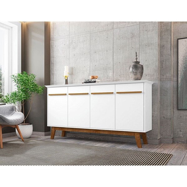 Yonkers 62.99 Sideboard with Solid Wood Legs and 2 Cabinets in Off White and Cinnamon