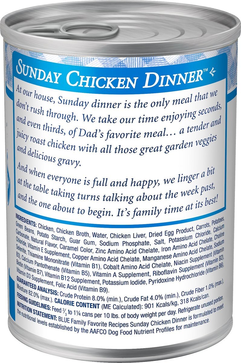 Blue Buffalo Family Favorite Grain-Free Recipes Sunday Chicken Dinner Canned Dog Food