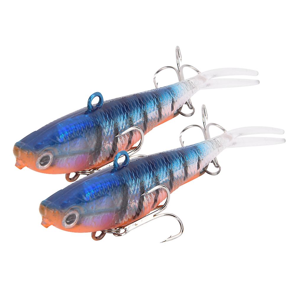 2 Pcs 9.5cm Wobbler Artificial Pvc Fish Lure Soft Baits Fishing Accessories Arancione E Blu