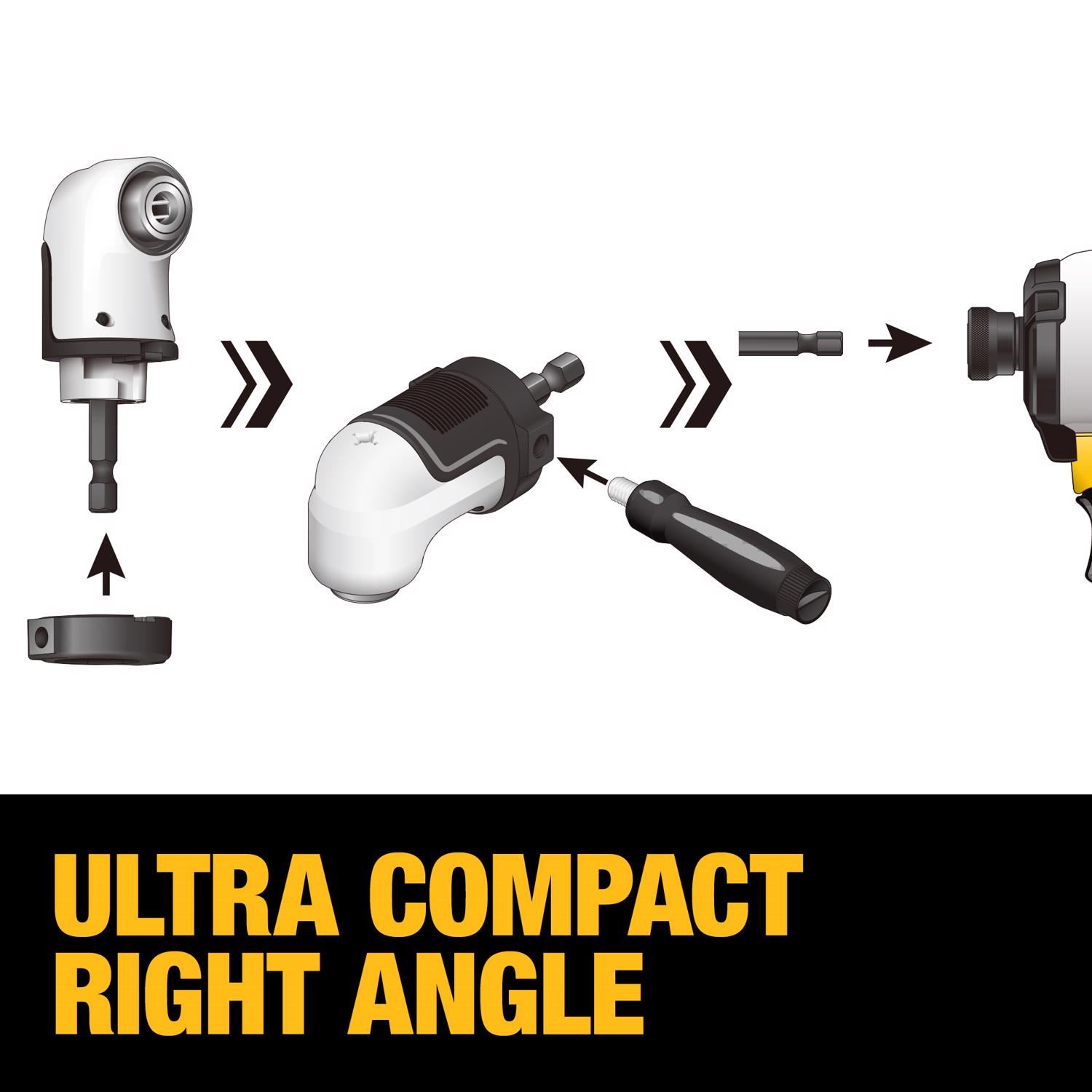 DW Flextorq 12 in. Steel Right Angle Attachment 1/4 in. Hex Shank 3 pc