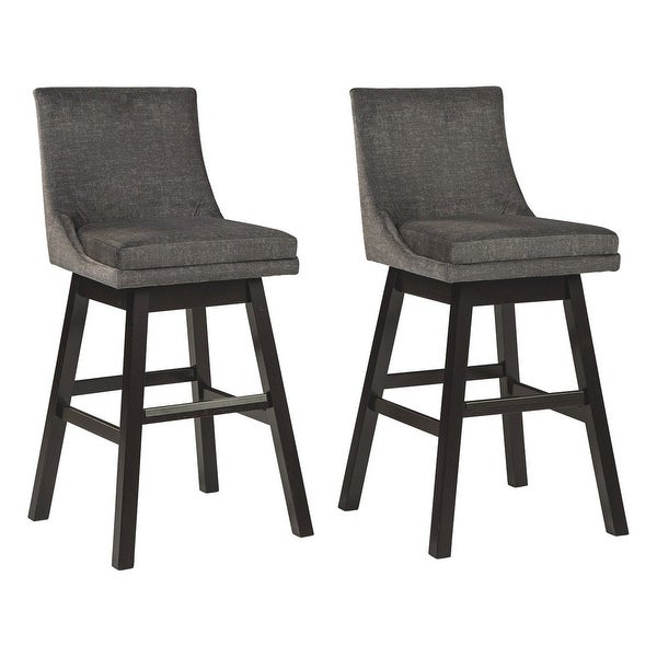 43 Inch Fabric Padded Swivel Barstool， Set of 2， Dark Gray - 43 H x 22 W x 19 L