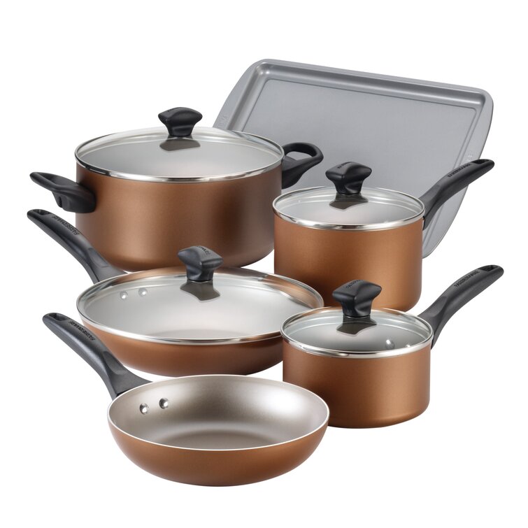 Farberware Dishwasher Safe Aluminum Nonstick Cookware Set, 15-Piece