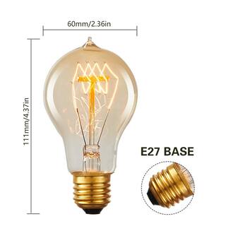 YANSUN 60-Watt A19 E26 Edison Dimmable Incandescent Light Bulb in Warm White 2700K (4-Pack) H-FB04204W4E12-6