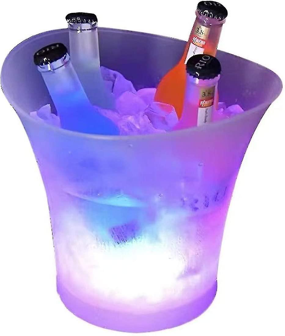 Led Ice Bucket， 5l Large Capacity Bottle Cooler - Champagne Cooler - Wine Cooler - Beverage Cooler - Cooler Led Waterproof With Color Change， For Part