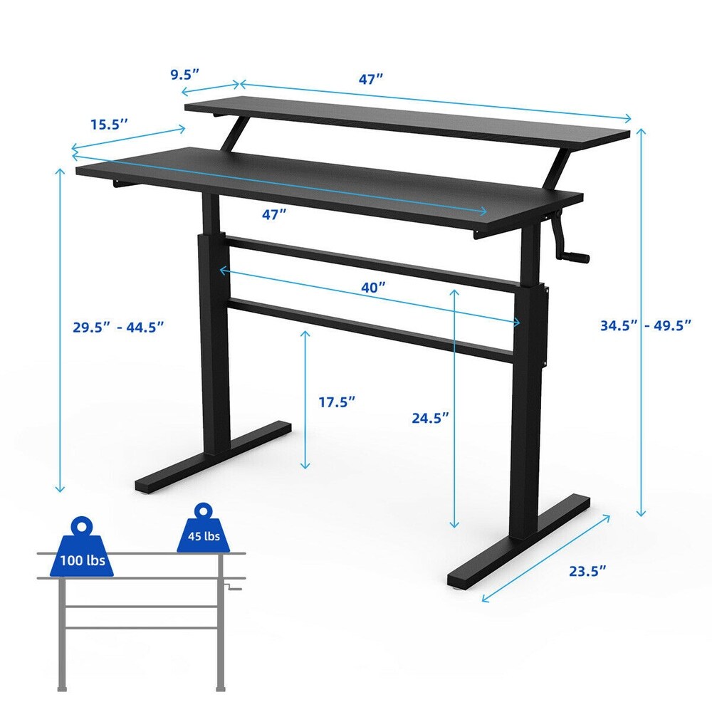 Gymax Standing Desk Crank Adjustable Sit to Stand Workstation with