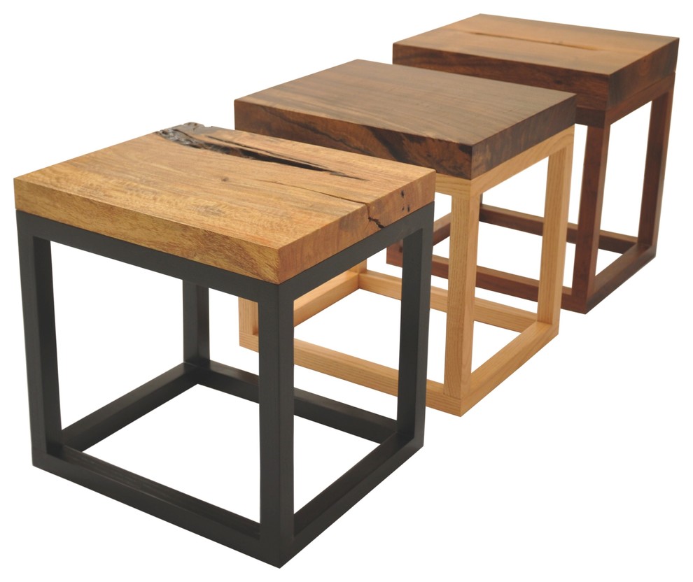 Reclaimed Wood Side Table  Walnut Top   Rustic   Side Tables And End Tables   by Rotsen Furniture  Houzz