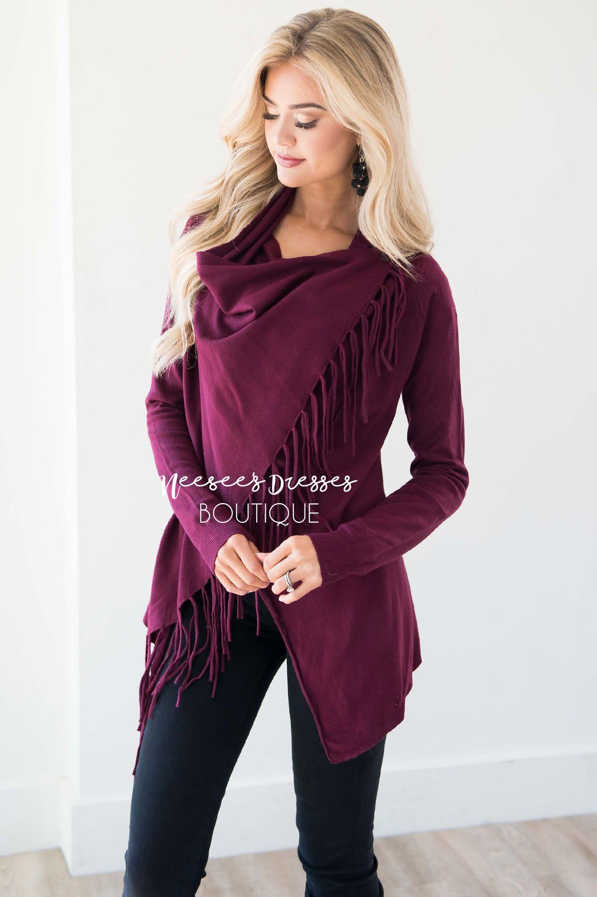 New Stories Fringe Wrap Sweater